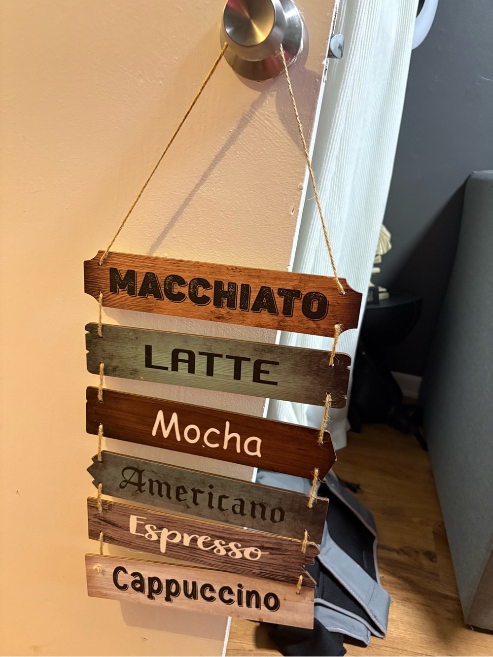 Rustic Coffee Menu Hanging Sign - Brown/Tan - Picture 4 of 5